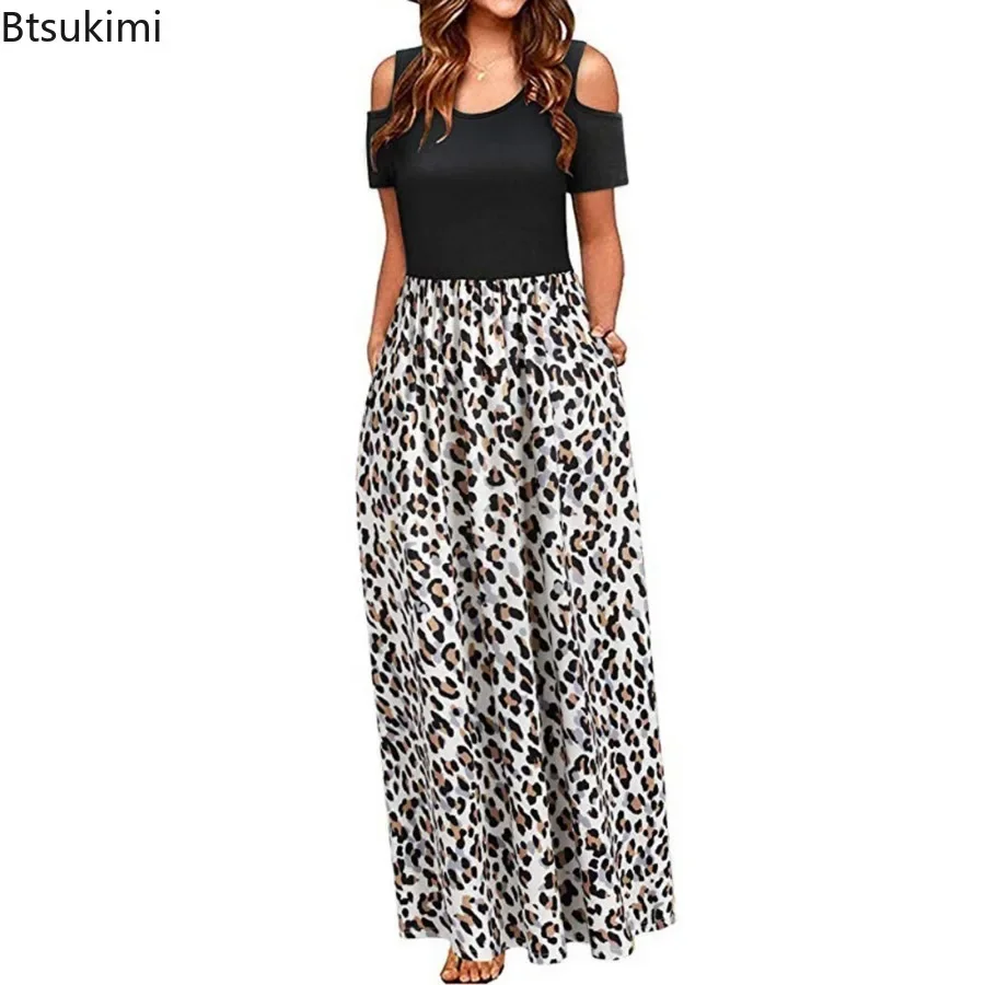 裸の肩,半袖,十分な,自由奔放に生きるスタイル,新しい夏のコレクション2022を備えた女性の長いマキシドレス