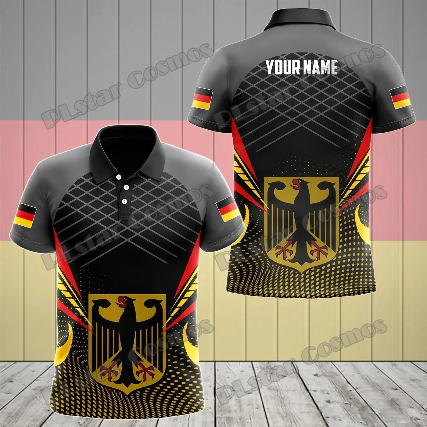 Custom Name Germany Lion & Coat Of Arms 3D Printed Men's Polo Shirt Summer Casual Short Sleeve Breathable Cool Polo Shirt PO30