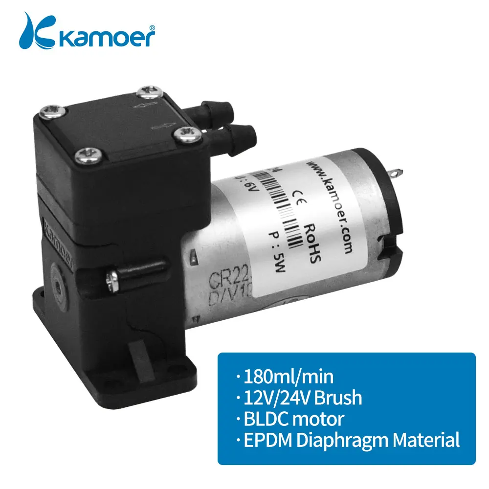 Kamoer 180ml/min KLP180 Mini Diaphragm Liquid Pump 12V 24V Brush BLDC Motor with EPDM Liquid Pressure 0.3Mpa for Lab and Inkjet