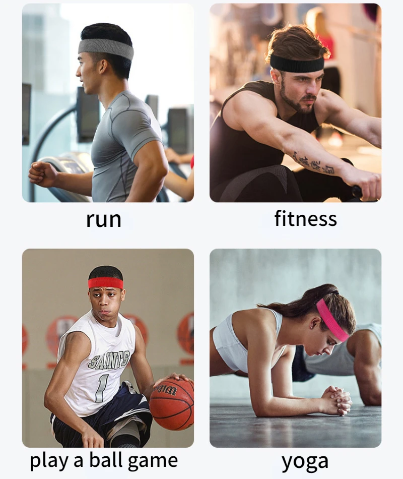 3PCs/set Mens Sports Headband Sweatband Stretch Elastic Outdoor Sport Sweat Headband Wristband Women Gym Running Tennis Headwrap