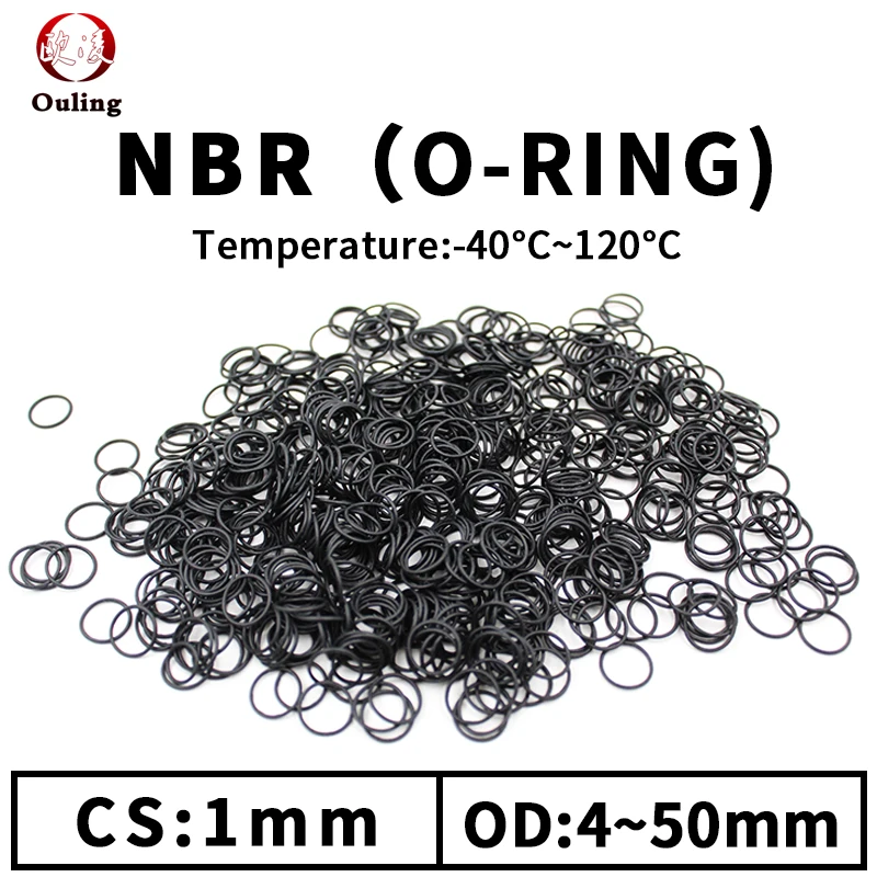 CS1mm OD4-50mm NBR O Ring Seal Gasket Thickness Oil and Wear Resistant Automobile Petrol Nitrile Rubber O-Ring Waterproof Black