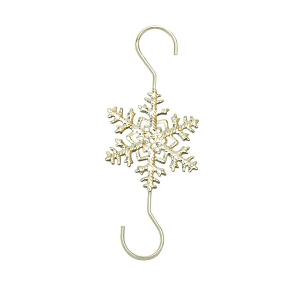 10pcs Decorative Christmas Snowflake Hooks Stainless Steel Snowflake Shape Xmas Tree Decoration Hook 68mm Gold/Silver