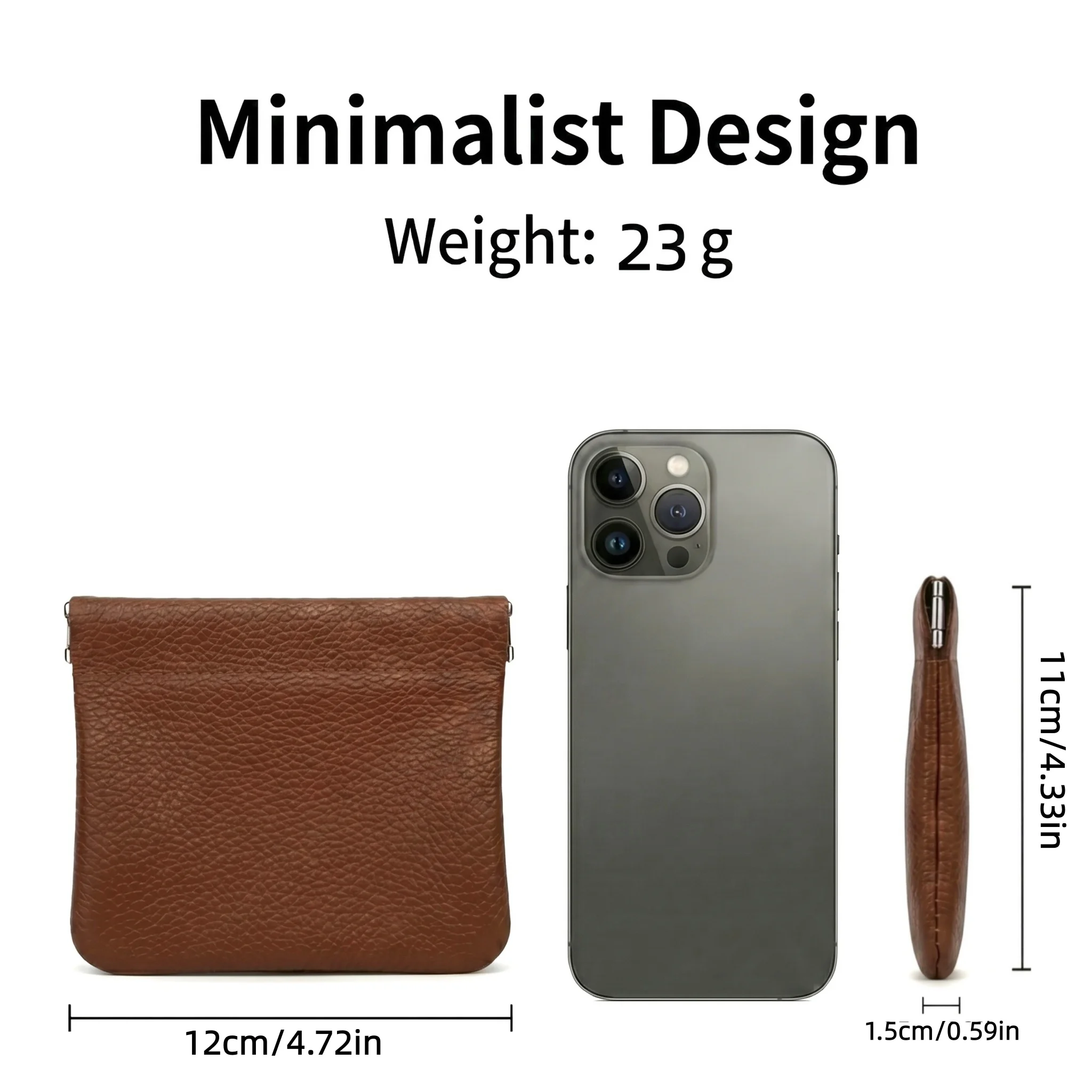Pomelo Best Litchi Grain Leather Snap Pouch for Women Man Magnetic Closure Mini Coin Purse
