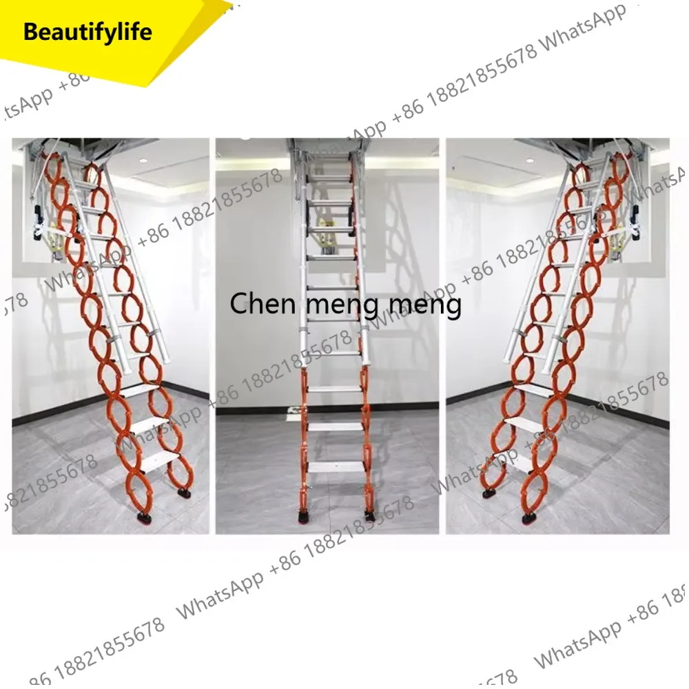 

A55 Hidden Automatic Folding Telescopic Ladder Carbon Steel Electric Home Attic Basement Second Floor Convenient Access