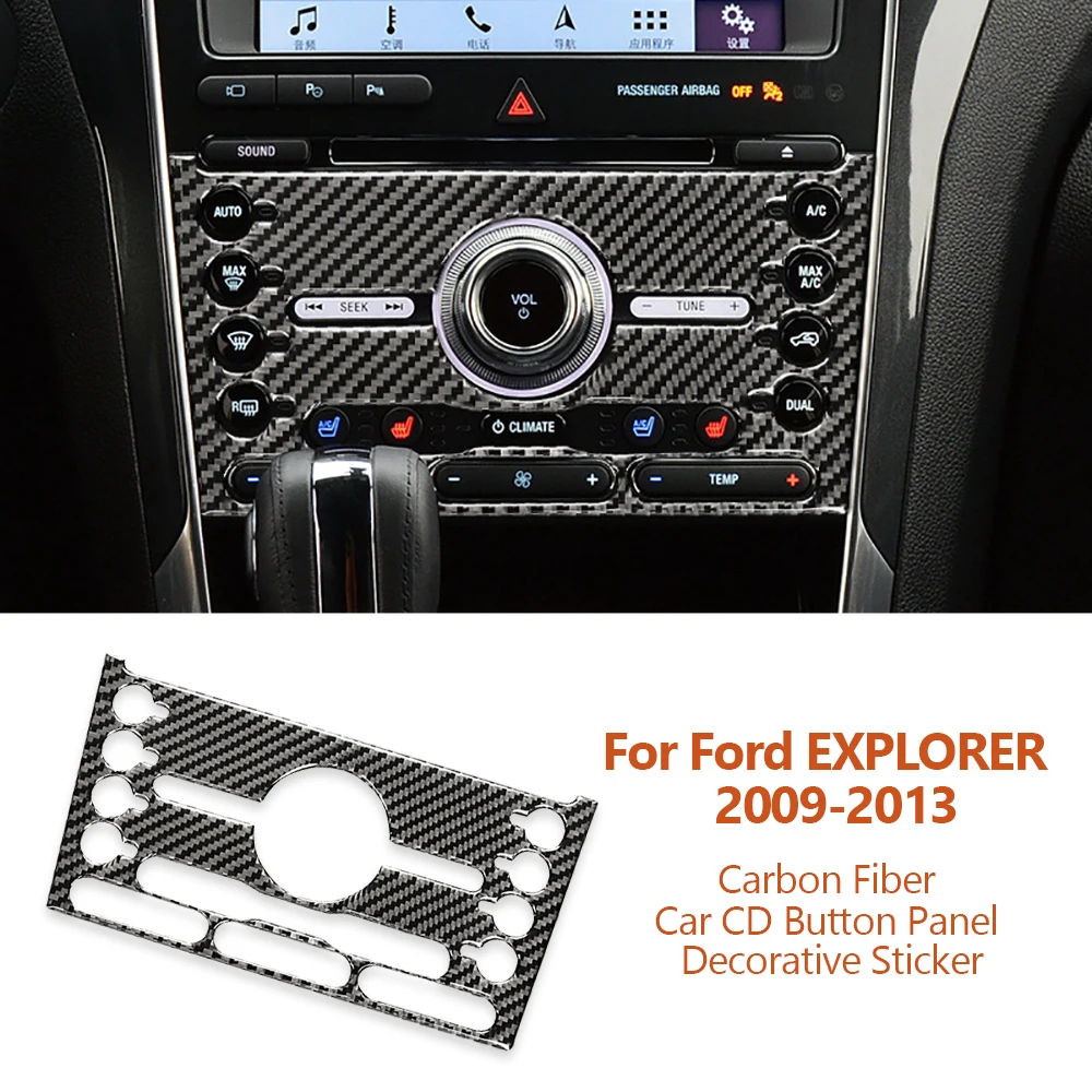 

For Ford EXPLORER 2009-2013 Handmade Carbon Fiber Car Central Control CD Button Panel Decorative Stickers Auto Inter Accesorios