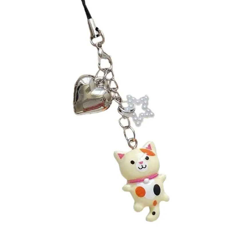 31BB Practical Handmade Beadwork Cats Hanging Ornament Versatile Phone Charm Portable for Styles Upgrades Daily Use