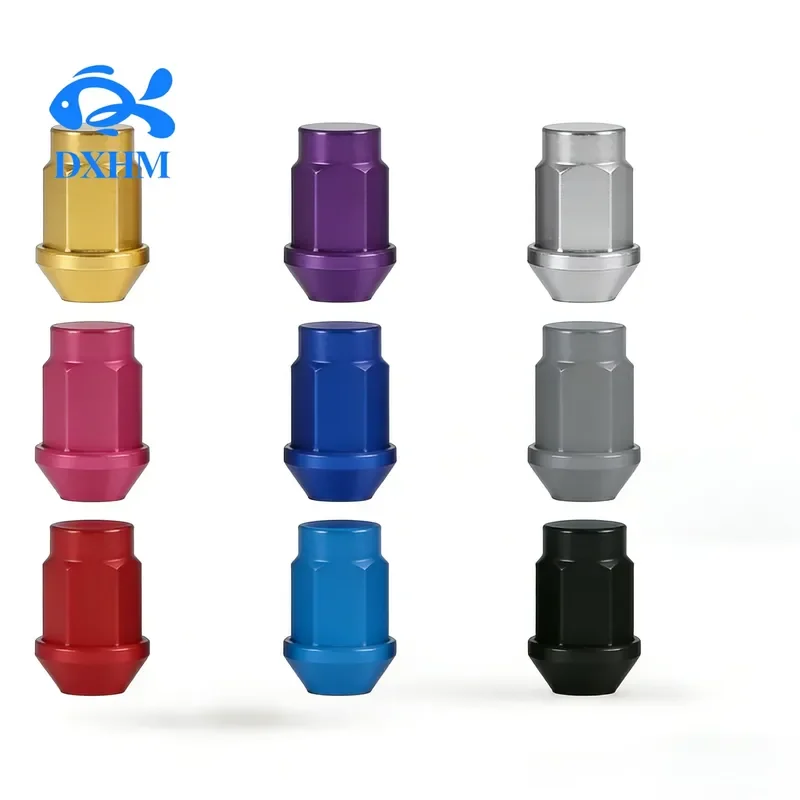 7075-T6 Forged Aluminum Blind Hole Wheel Lug Nuts L46mm M12x1.5/M12x1.25/M14x1.5 Anodized Wheel Fasteners for Car SUV Truck
