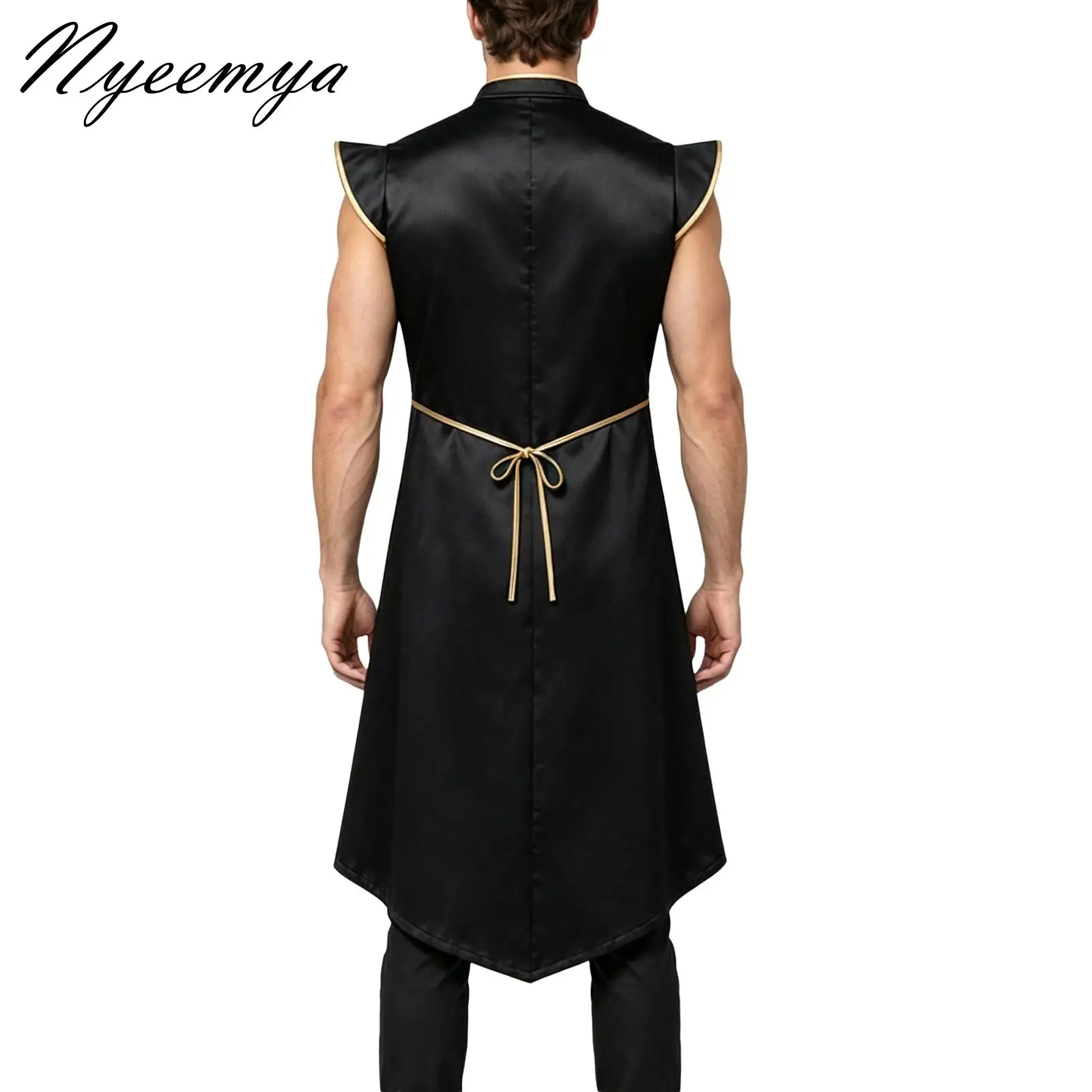 Costumes médiévaux noirs pour Halloween, style punk médiéval et renaisse, manteau pour hommes, performance, vestes longues rétro gothiques