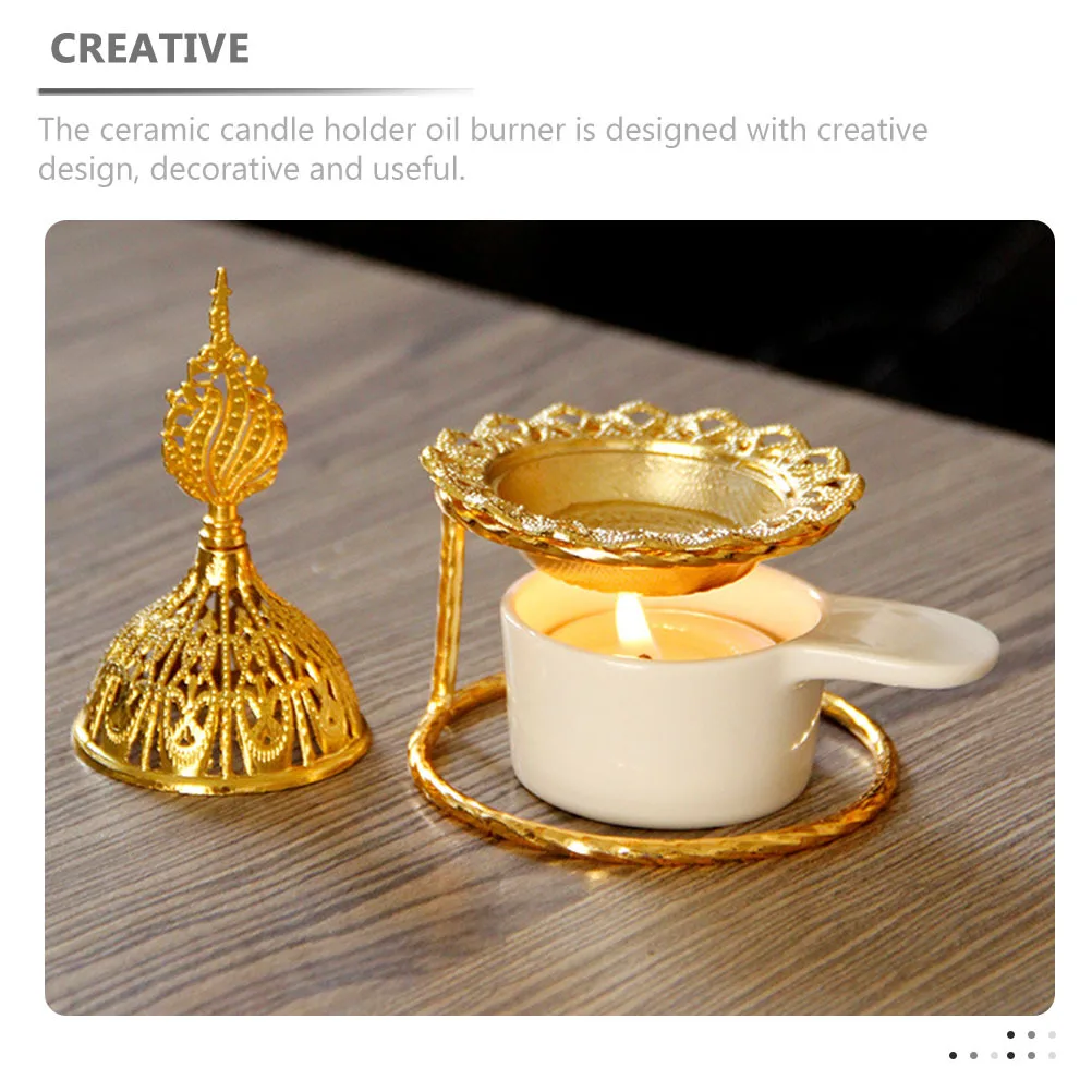 

Gold Ceramic Holder Oil Burner Tealight Wax Warmer Aromatherapy Essential Oil Fragrance Wax Melt Warmer