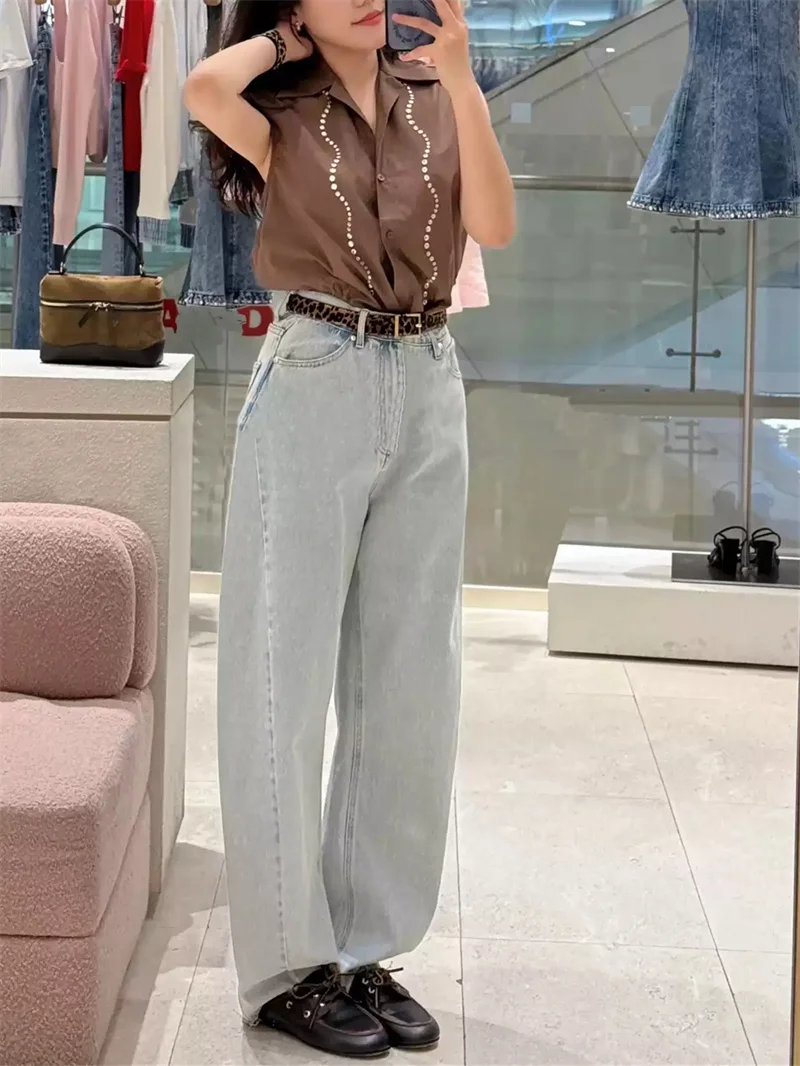 Hot Rhinestone Decoration Women Solid Color Notched Collar Knot Waist Cinching Sleeveless Tank Top or Layered Ruffles Midi Skirt