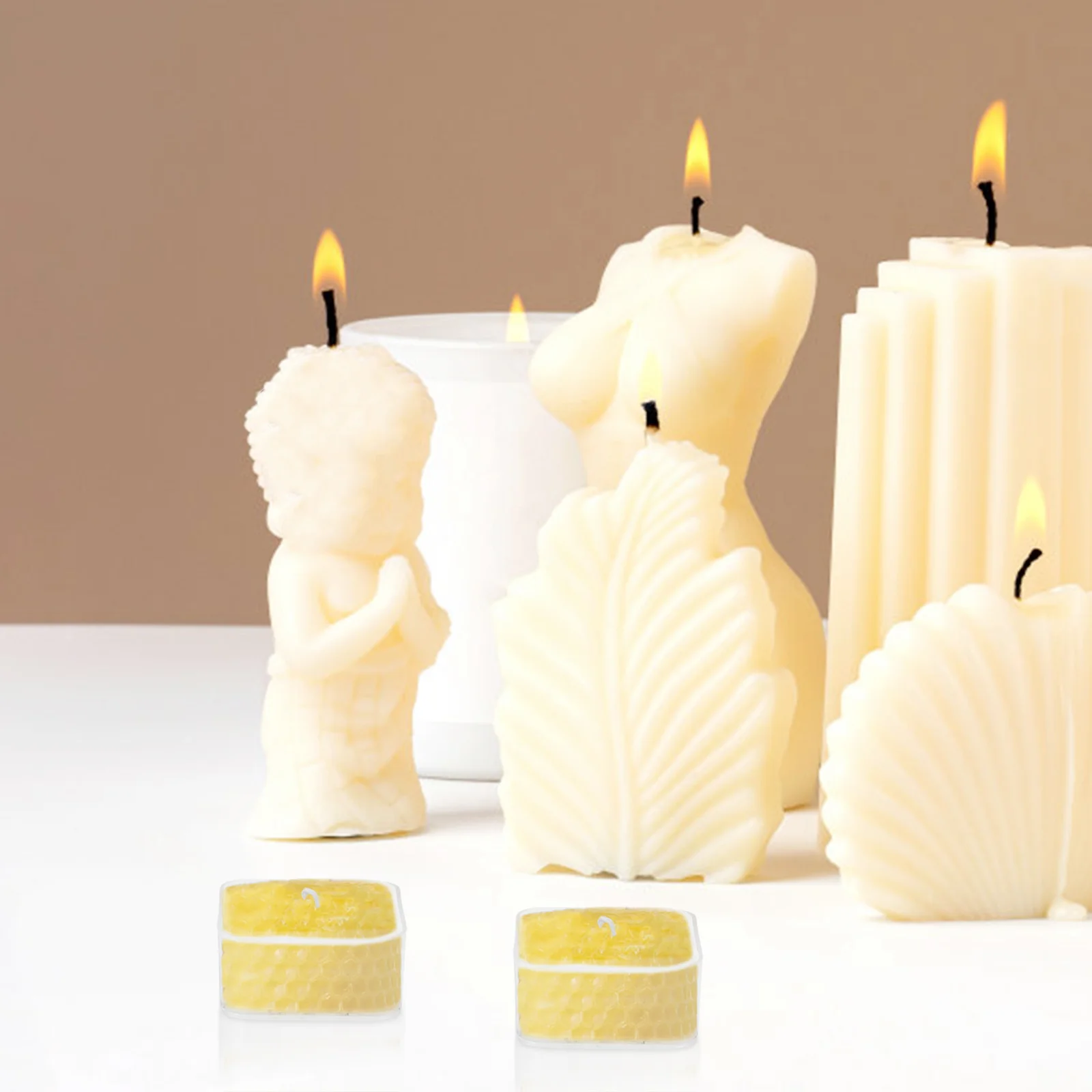 

10Pcs Transparent Plastic Tea Wax Cups Square Containers DIY Making Holders Votive Jars Tea Wax Base