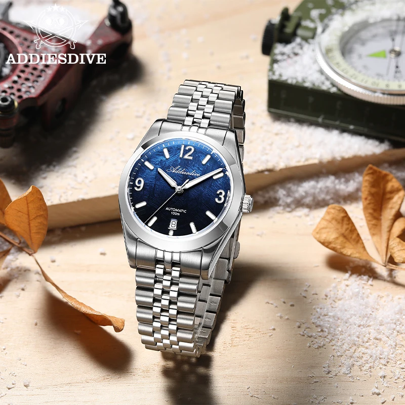 

ADDIESDIVE Advanced Men's Automatic Watch New Sapphire Gradient Dial Luminous Waterproof Steel Watches 8215 Mechanical Watches