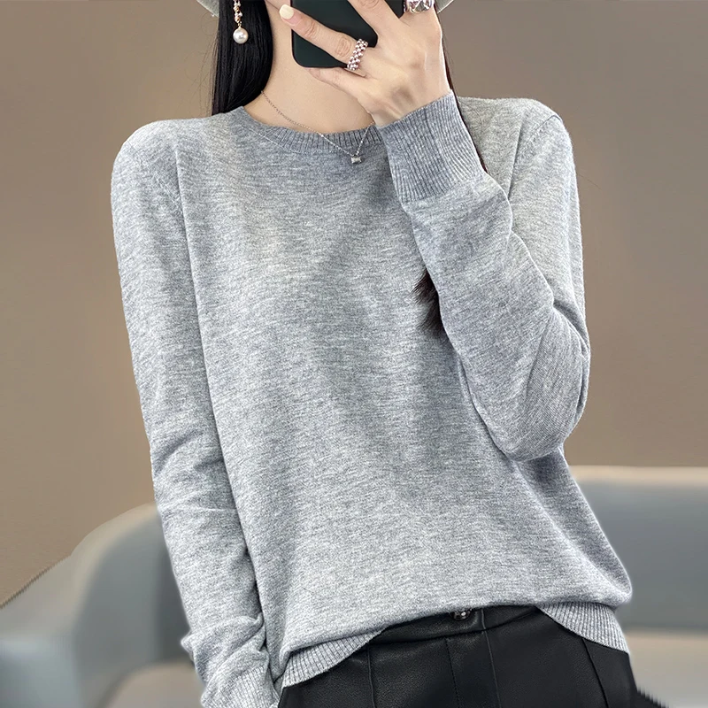 Hot Sales Autumn Women's Pullover Cashmere Knitted Sweater Chic Tops Spring Fine Wool Thin Jumper Casual O-Neck Women Shirt