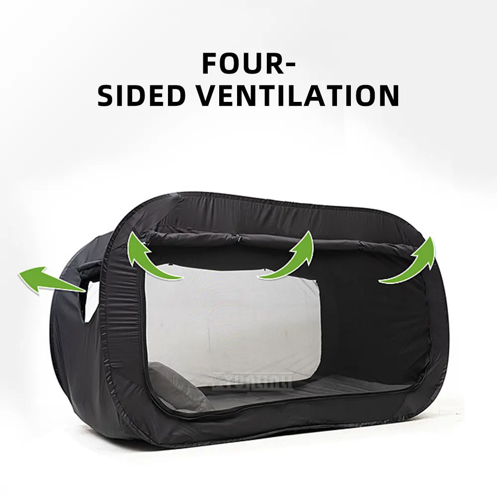All-in-One Dual-Purpose Light-Blocking Outdoor Folding Bed Tent with Fully Enclosed Isolation Bed Curtain and Mosquito Net