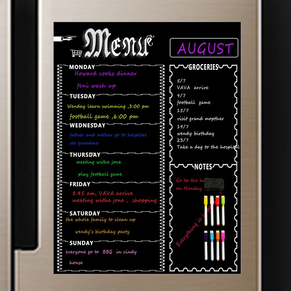 

Eco Friendly Magnetic Dry Erase Weekly Planner 9 Grids Refrigerator Whiteboard Schedule Organizer For Time Management Black 1Pc