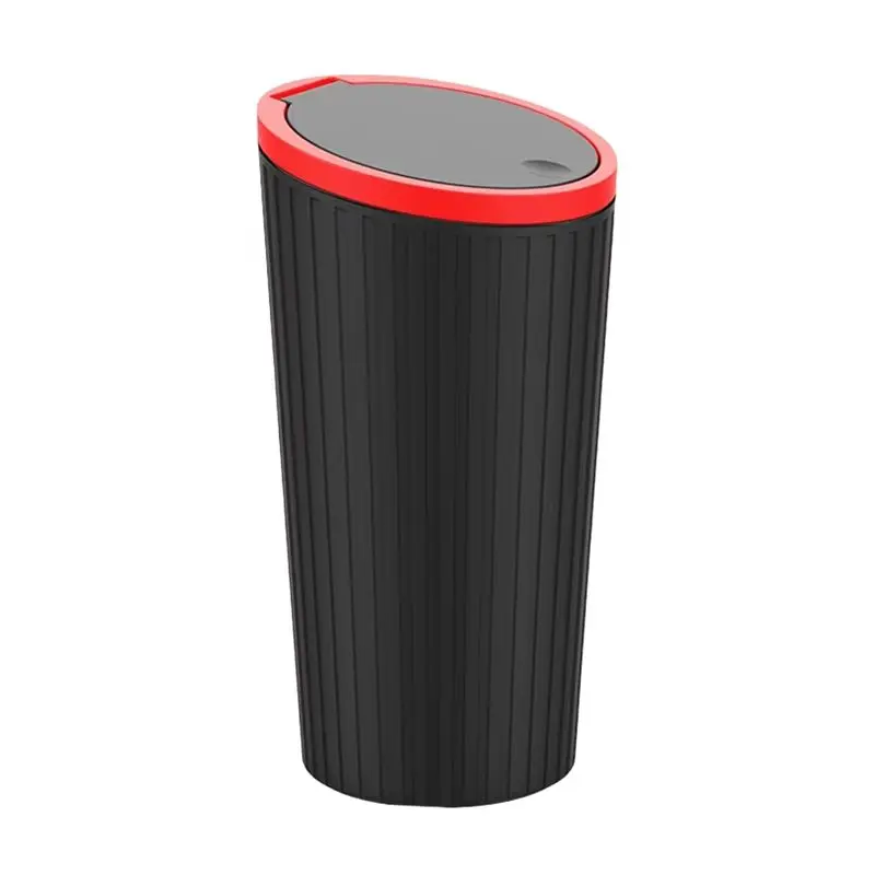 A60E-Press Type Car Trash Can With Lid, Waterproof Interior Bin For Car Cup Holder, Multi-Functional Vehicle Garbage Storage