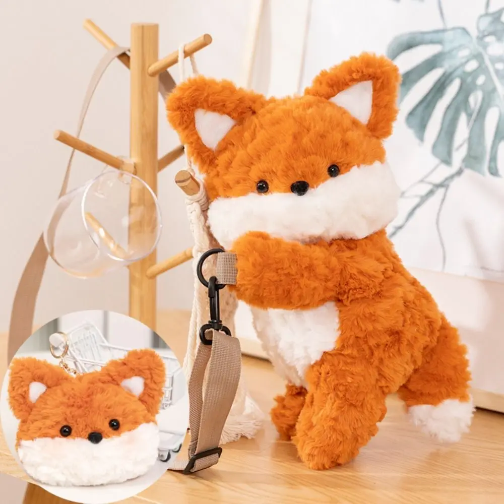 Cartoon Fox Shoulder Bag Handbag Kawaii Fox Plush Doll Crossbody Bag Cute Coin Purse Messenger Bag