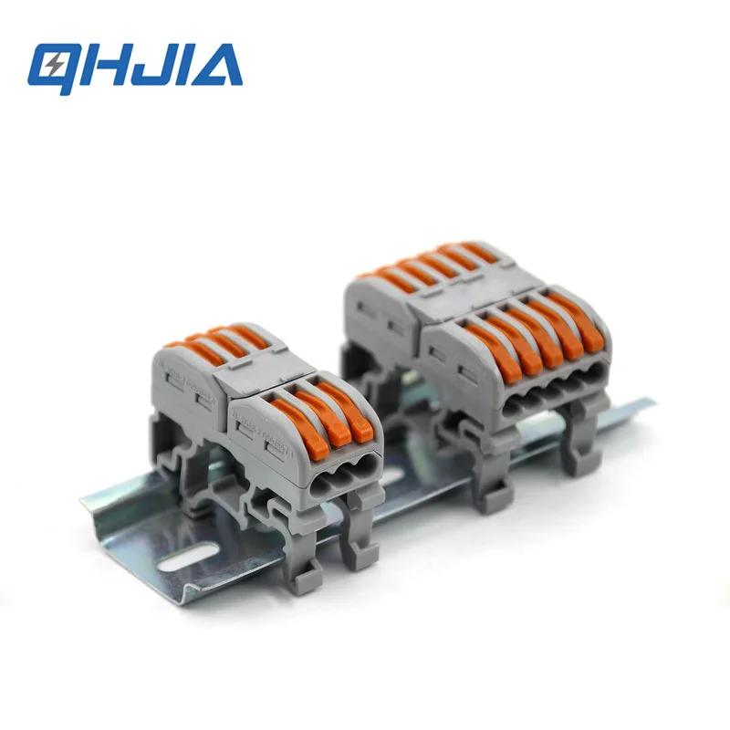 Wire Electrical Din Rail Connector Cut Off Type Fast Universal Compact Conductor Wiring Cable Connector Push-in Terminal Block 3