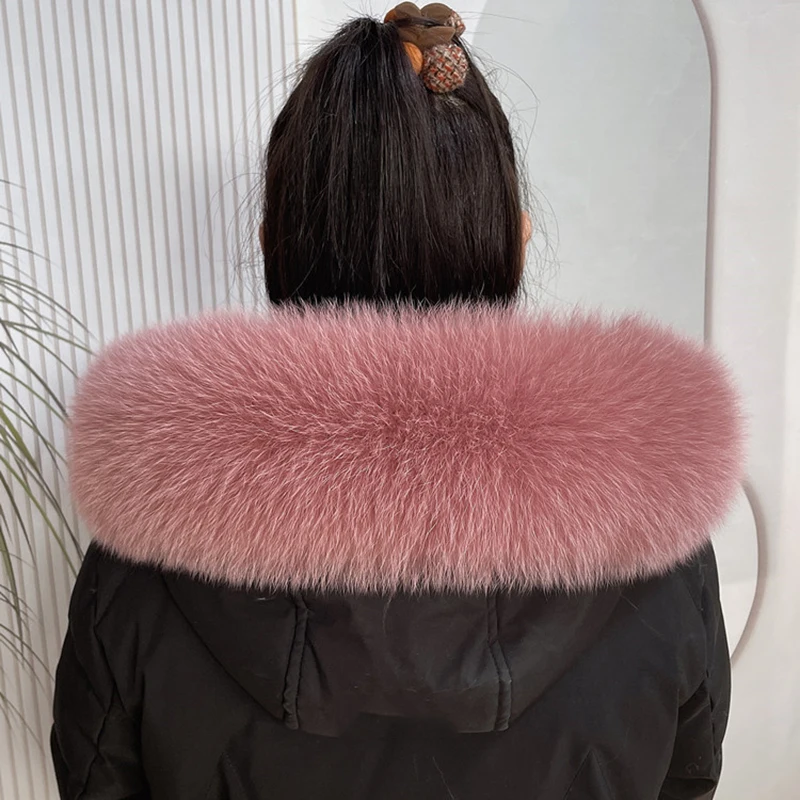 

Winter Real Fox Fur Collar For Jacket Women Men Thicken Warm Fur Scarf Female Neck Warmer Scarves Luxury Shawls Furry Hood Trims