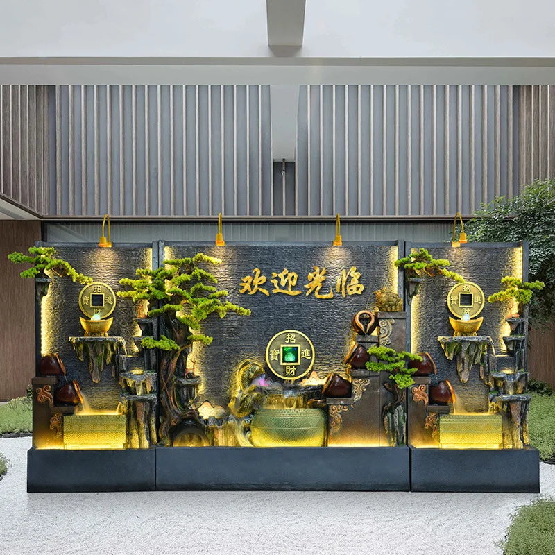 Water curtain wall, running water screen partition, rockery fish pond decoration floor ornament