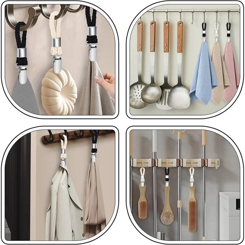 ABKW-مشابك منشفة بخطاف، 10 قطع شماعات للمناشف، للمنازل وخزانة الحمامات وشماعات المناشف بدون مشابك خياطة #3