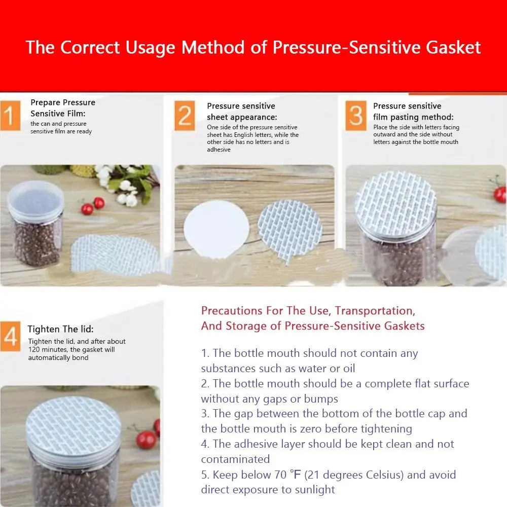 200Pcs Set 20MM-95MM Pressure Sensitive Gasket Pressure Sensitive Tamper Resistant Self-Adhesive Sealing Gasket Seals Liner