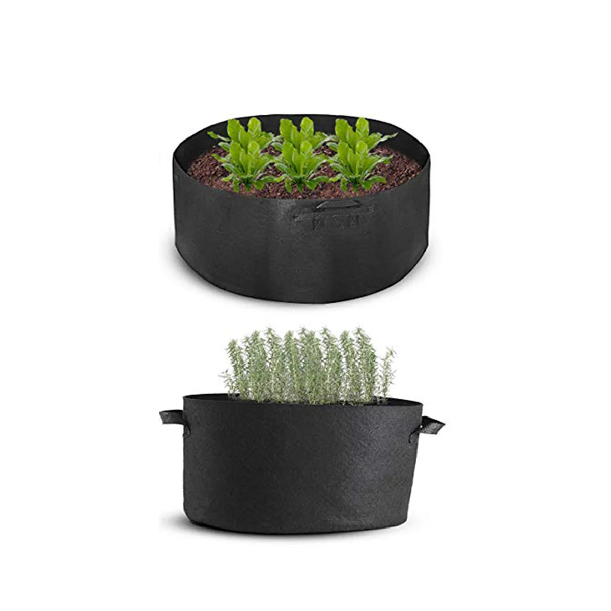 

2pc Felt Bag Reusable Round Garden Round Hanging Planter Planter Portable Grow Bag For Indoor Outdoor Use Black Color