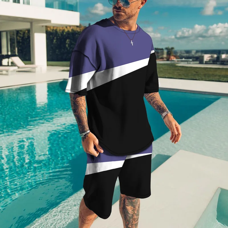 Conjunto de camiseta con estampado 3D para hombre, traje de 2 piezas con pantalones cortos informales para la playa, chándal Popular callejero, novedad de 2022