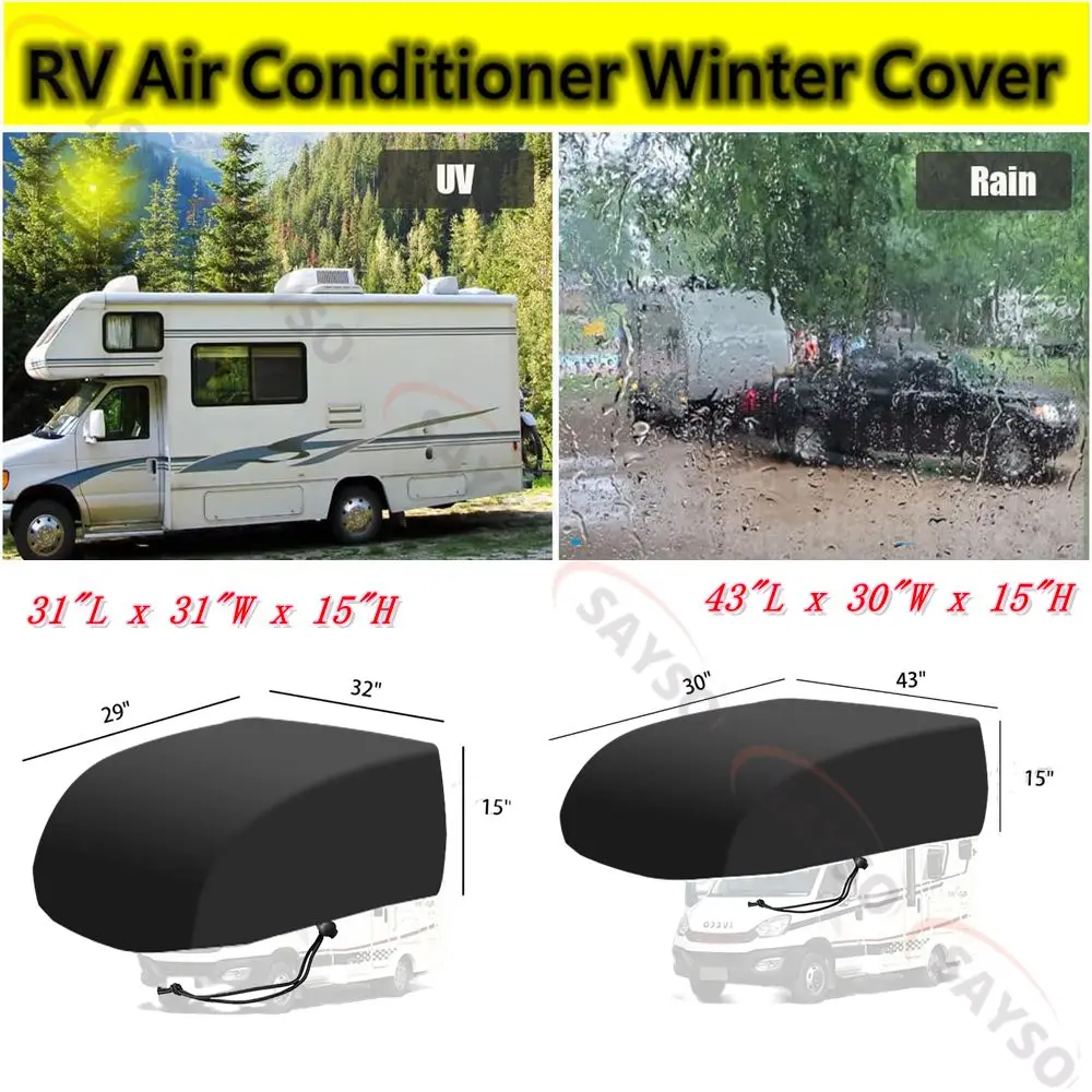 

Black Outdoor Air Conditioning Cover Waterproof Dust Cover Rv Air Conditioner Winter Cover Rv Ac Cover Protective Uv
