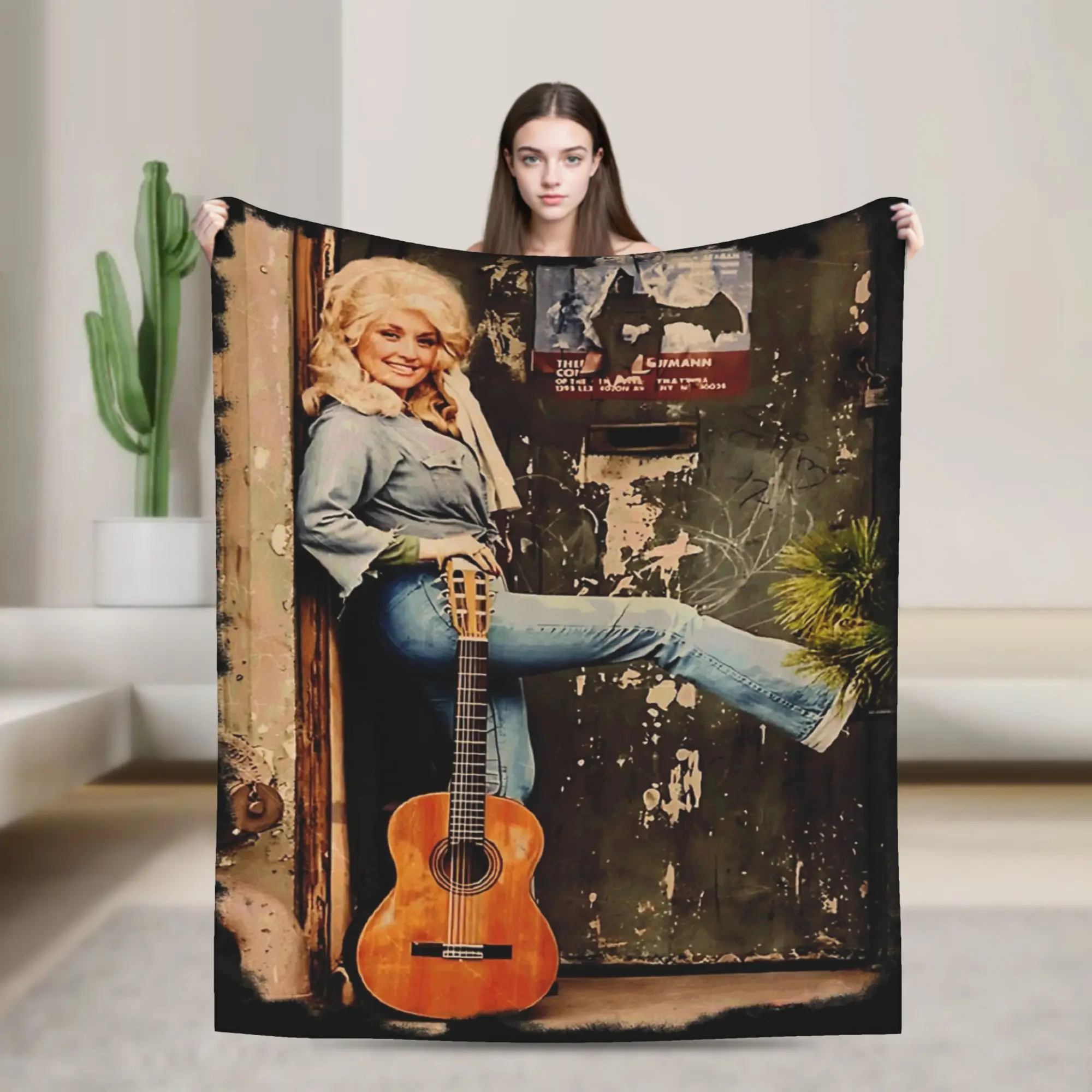 Dolly Parton retro  Flannel Blankets  Funny Throw Blanket for Home Hotel Sofa  125*100cm Quilt