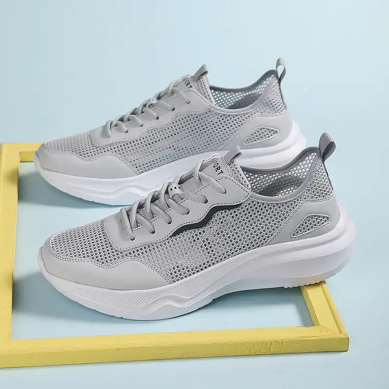 

Men Sneakers Mesh Comfort Tennis Sports Strap Thick Bottom Slow Running Training Breathable Platform Casual Sneakers Large Size