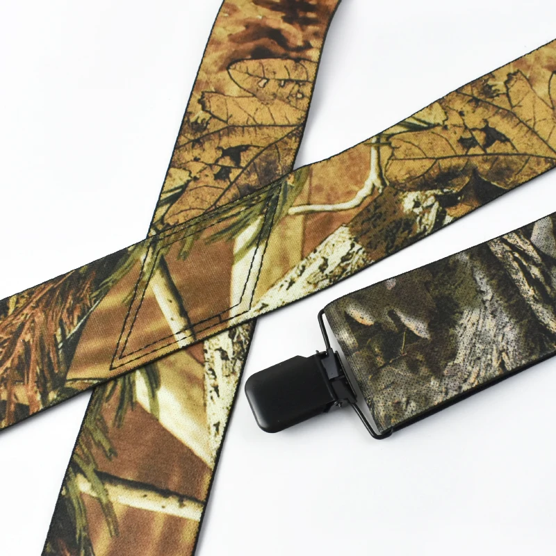 Deepeel 5*115cm Camouflage Men's Suspender 4 Clips X-Type High Elastic Adjustable Wide Suspenders Heavy Duty Trouser Pants Brace