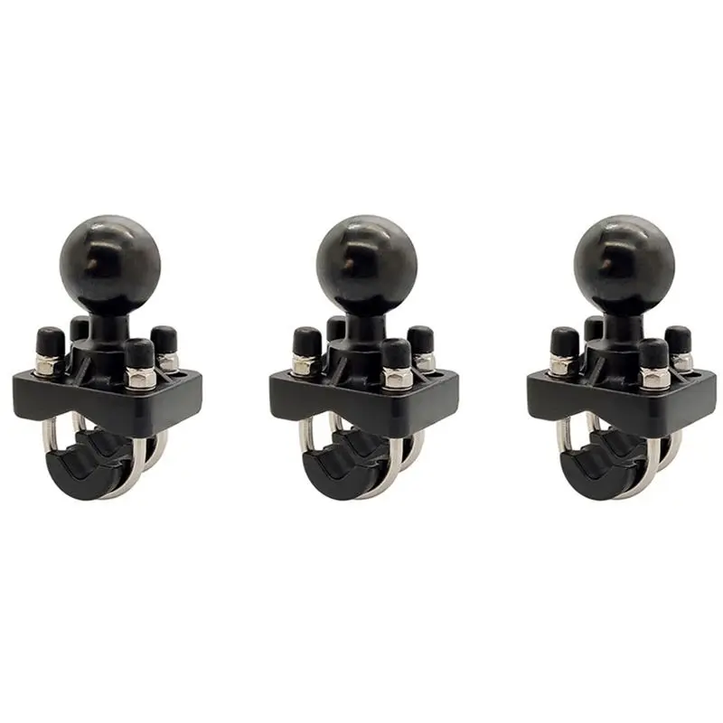 

3X Double U-Bolt Motorcycle Bike Handlebar Rail Mount Base With 1.5 Inch Ball For Gopro Camera For Garmin For Sony-N30R