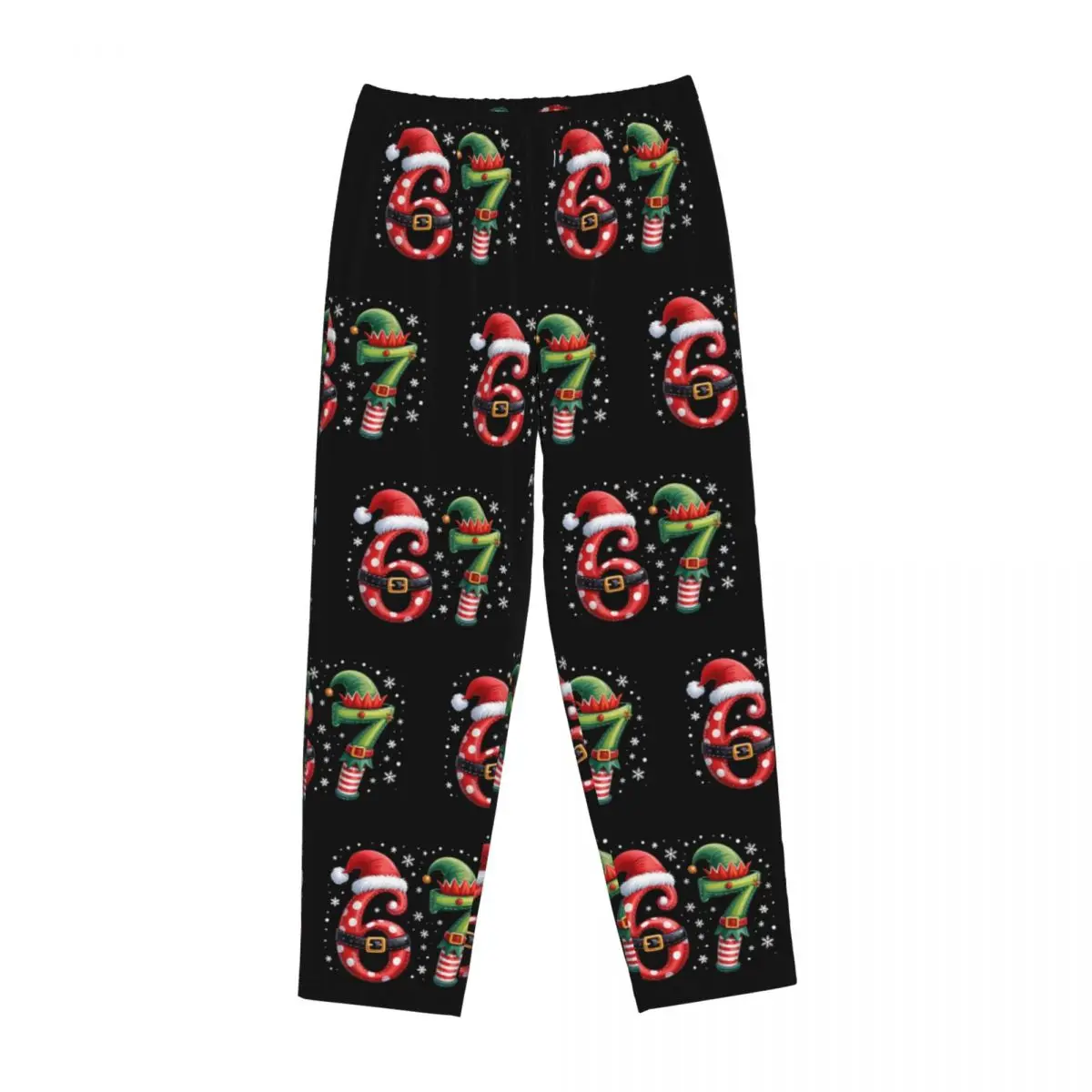Custom 67 Six Seven Brainrot Pajama Pants Women Christmas Sleepwear Lounge Sleep Bottoms Stretch with Pockets