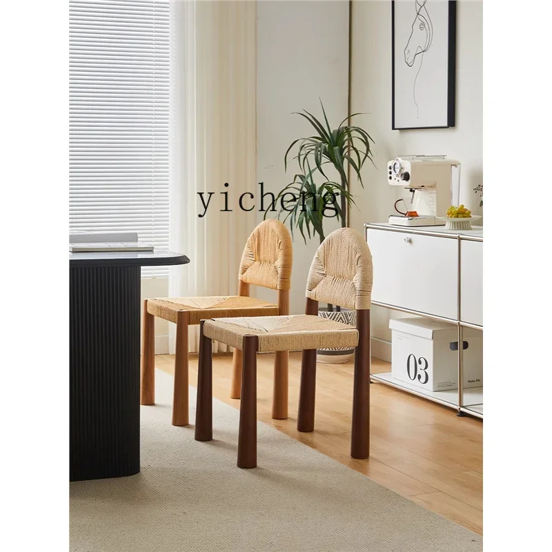 

XL rattan dining chair, home backrest, quiet wind, medieval makeup tea stool, desk, solid wood
