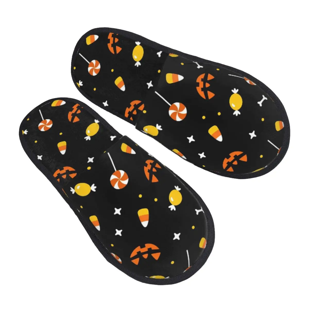 Winter Home Cotton Slippers Halloween Ghost Pumpkin Spooky Household Fur Slides Slippers Bedroom Cozy Anti-skid Slides