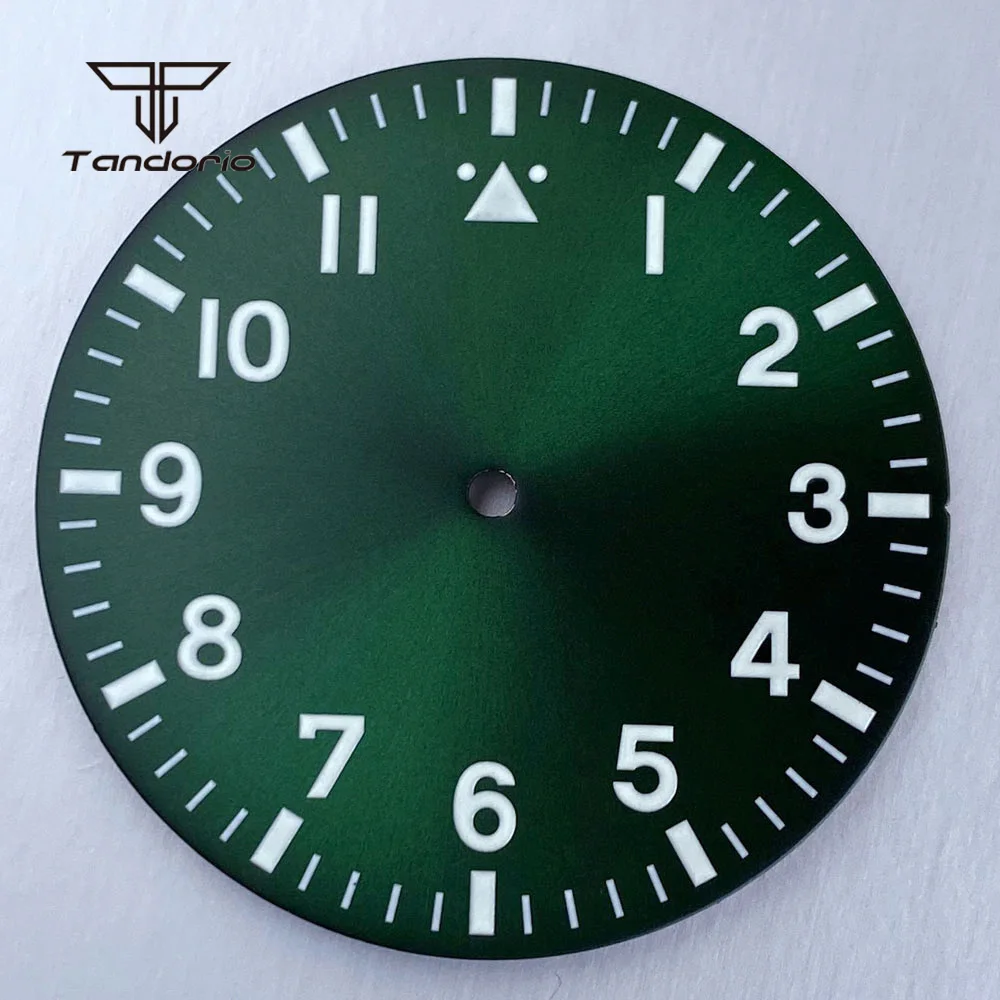 Tandorio 38mm Flieger Watch Dial and Hands Black/Blue/Green/White 6