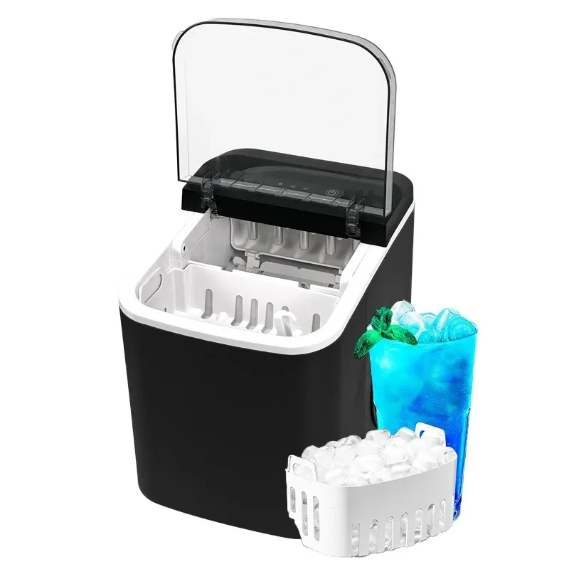 12Kg/24H Portable Ice Maker Self-Cleaning Countertop Ice Machine 2 Sizes Bullet Ice Cubes for Home Kitchen Office Bar Party