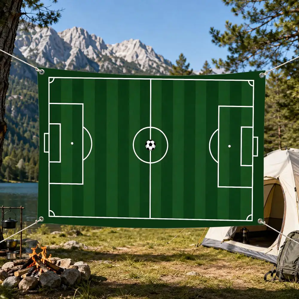 Soccer Field Pattern Door Mat Flags Aesthetic Wall Tapestry Printed Wall Hanging Living Room Party Outdoor Decor