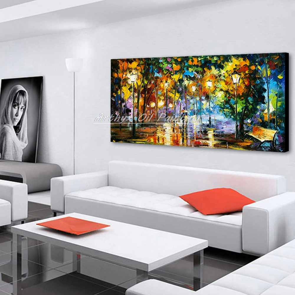 Arthyx Art Large Hand Painted Oil Painting on Canvas Palette Knife Landscape Picture For Living Room Wall Art Home Decor Posters