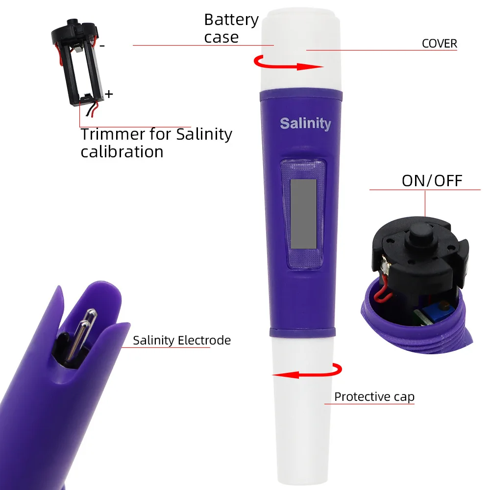 387 Portable Salinity/Thermometer 2 in 1 Water Quality Analysis Tester, Acidity Meter Water Quality Testing Pen