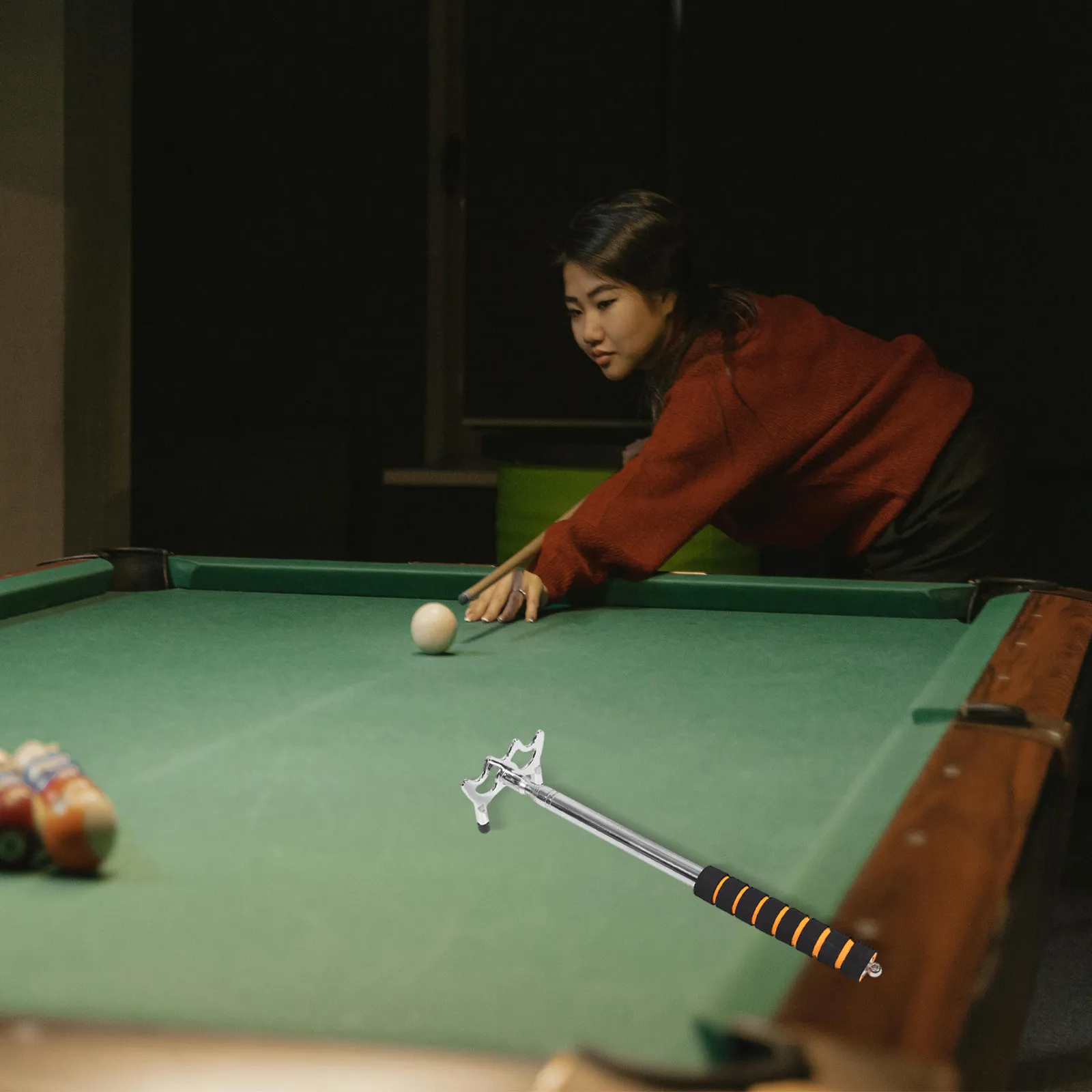 

Retractable Billiards Cue Bridge Stick Detachable Head Adjustable Extension Pool Cue Holder Portable Table Game Accessory