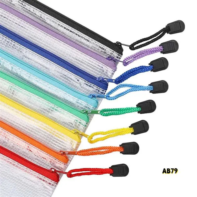 72Pcs 메쉬 지퍼 주머니 문서 가방, 플라스틱 우편 파일 폴더, 문자 크기/A4 크기, 사무용품