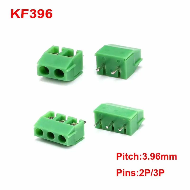 100pcs KF396 2P 3P 3.96mm Pitch Screw Type PCB Terminal Block Stitching Terminal Block 300V 10A 24-18AWG