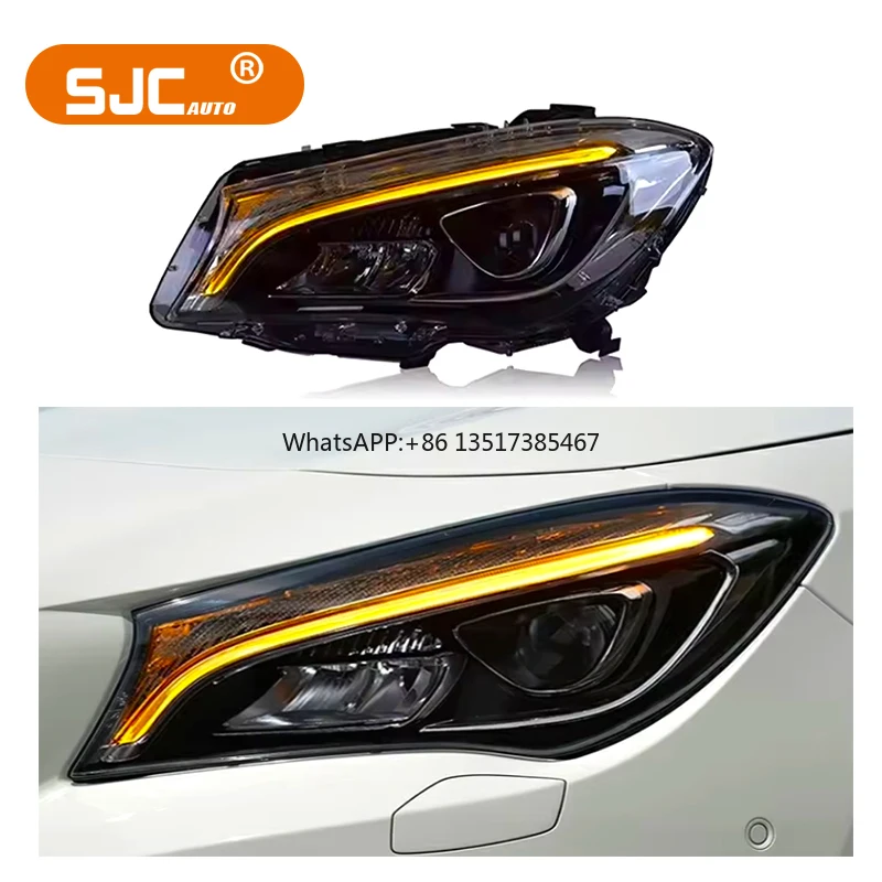 

SJC Car Accessories for Mercedes Benz CLA W117 14-19 Headlamps Full LED Daytime Running Lights Plug and Play Headlights