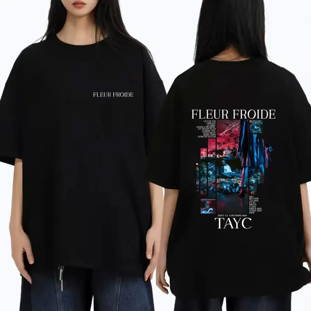 Customization Shirt Rapper Tayc Fleur Froide Album Double Sided Print Tshirt Men Women Hip Hop Pop Music T-shirt Tops Men's Fash