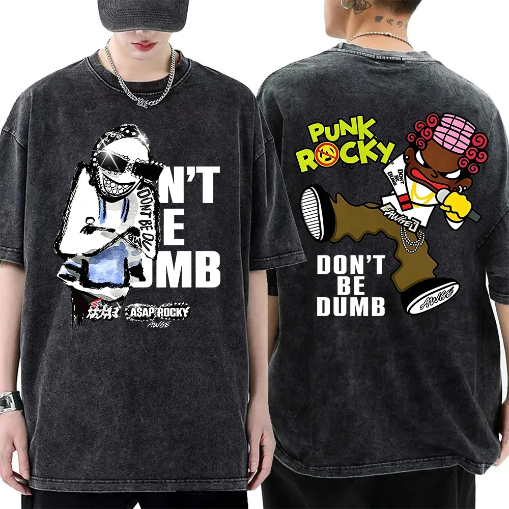 Asap-Rocky Don’t Be Dumb Tour 2026 Vintage Washed T-shirt Unisex Oversized Cotton Streetwear Hip Hop Graphic Print Tee Tops view 3