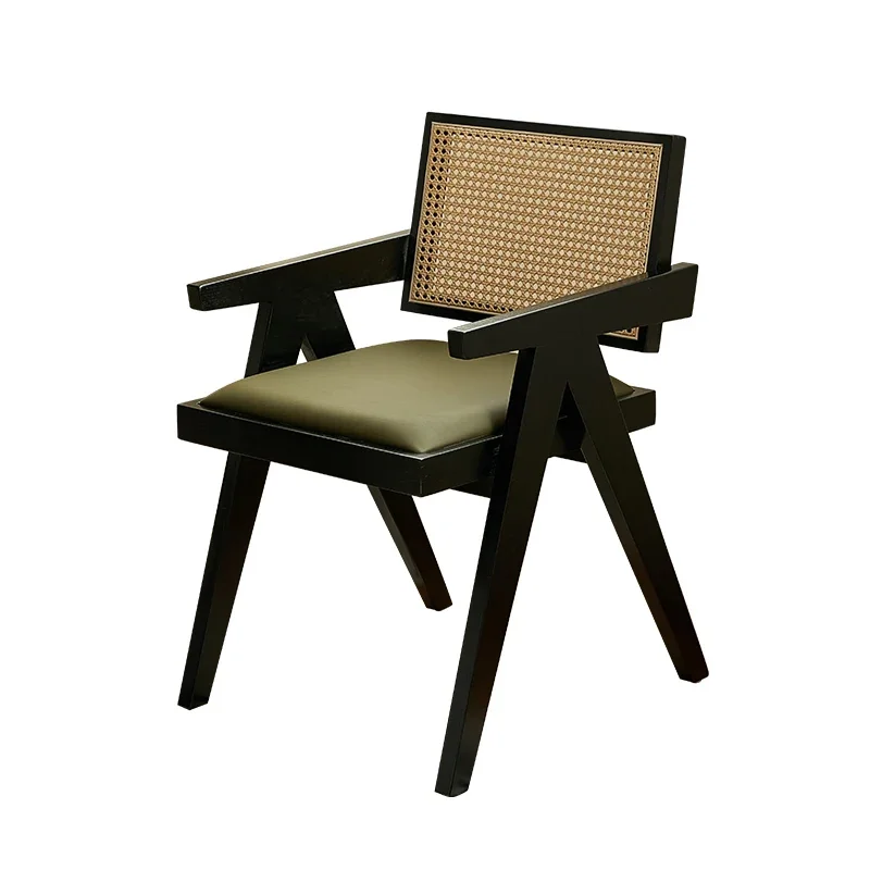 

Solid wood rattan chair, Changdigaer original wood dining chair, internet famous light luxury backrest, leisure chair