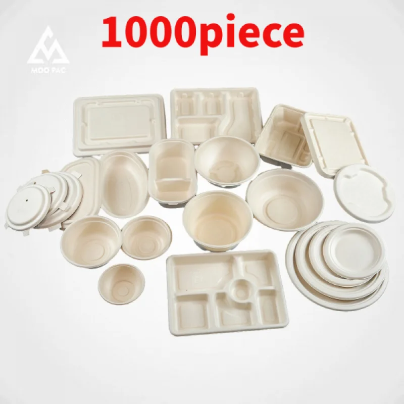 10 00piece.Custom.Bio-degradable Sugarcane Bagasse Food Container Clamshell Catering Boxes Plates Tray