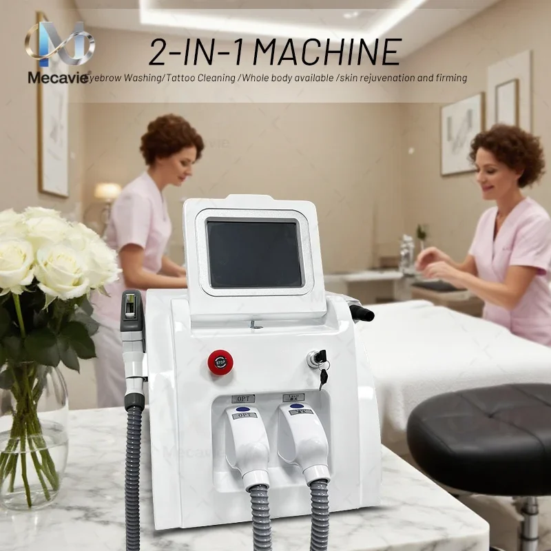 2 In 1 Professional Beauty Equipment OPT Hair Care Machine And Nd Yag Beauty Device Multifunctional Salon Equipment With Cooling System For Body Hair Care Skin Beauty And Professional Spa Use